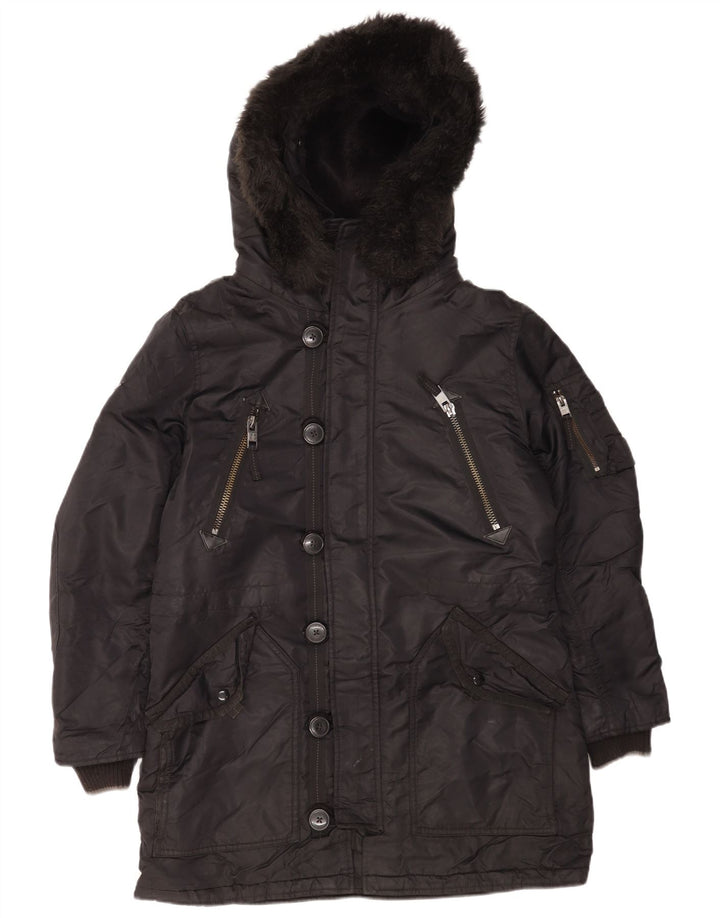 Giacca parka da uomo con cappuccio Superdry UK 40 grande nylon nero