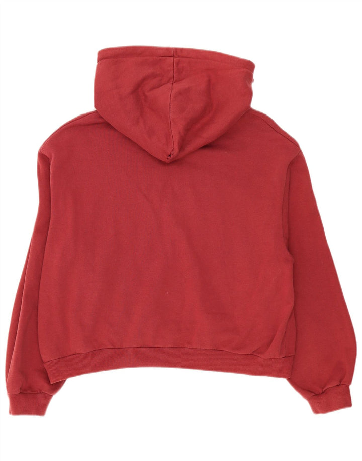 Pull & Bear, maglione con cappuccio grafico oversize da donna, taglia UK 14, rosso medio