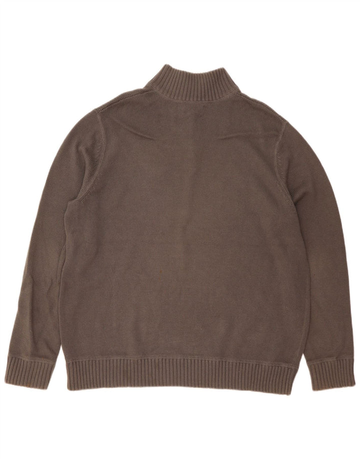 EDDIE BAUER Maglione da uomo con zip e collo XL in cotone grigio