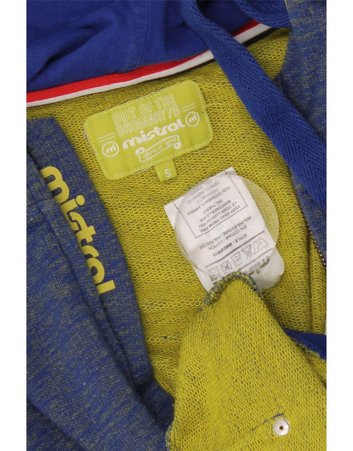 Maglione con cappuccio e zip da uomo Mistral piccolo in cotone screziato blu