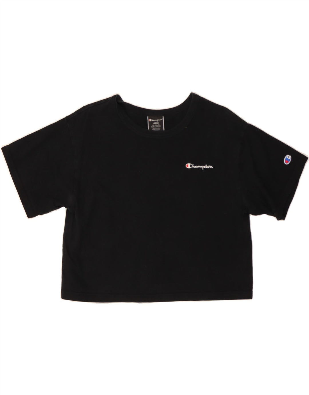 CHAMPION Womens Crop T-Shirt Top UK 16 Large Black Vintage Champion and Second-Hand Champion from Messina Hembry 