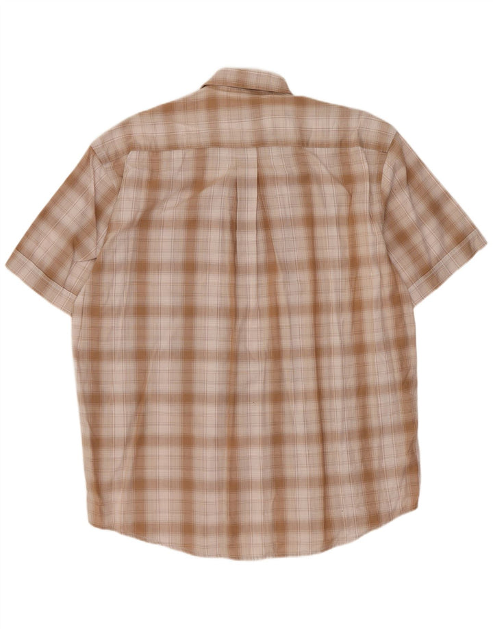 SERGIO TACCHINI Camicia da uomo a maniche corte in cotone a quadri beige grande