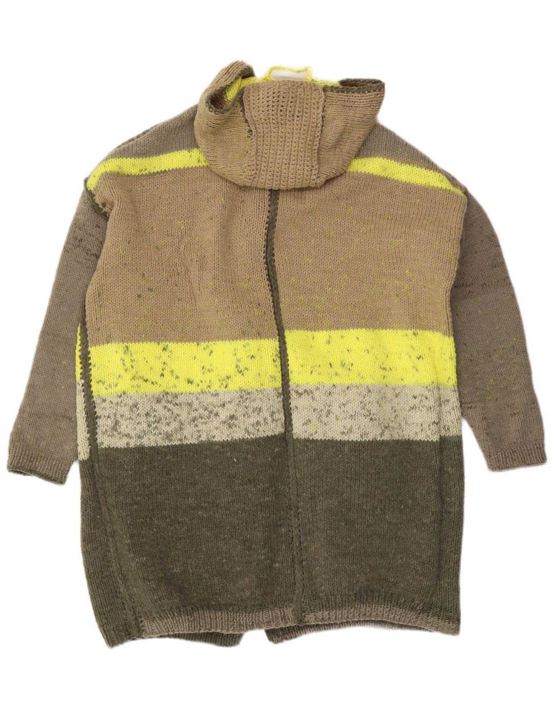 Maglione cardigan lungo oversize da donna vintage UK 20 2XL multicolore