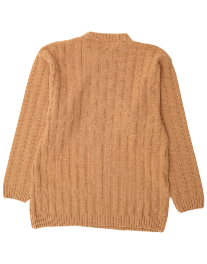 Maglione girocollo da uomo vintage in lana beige grande