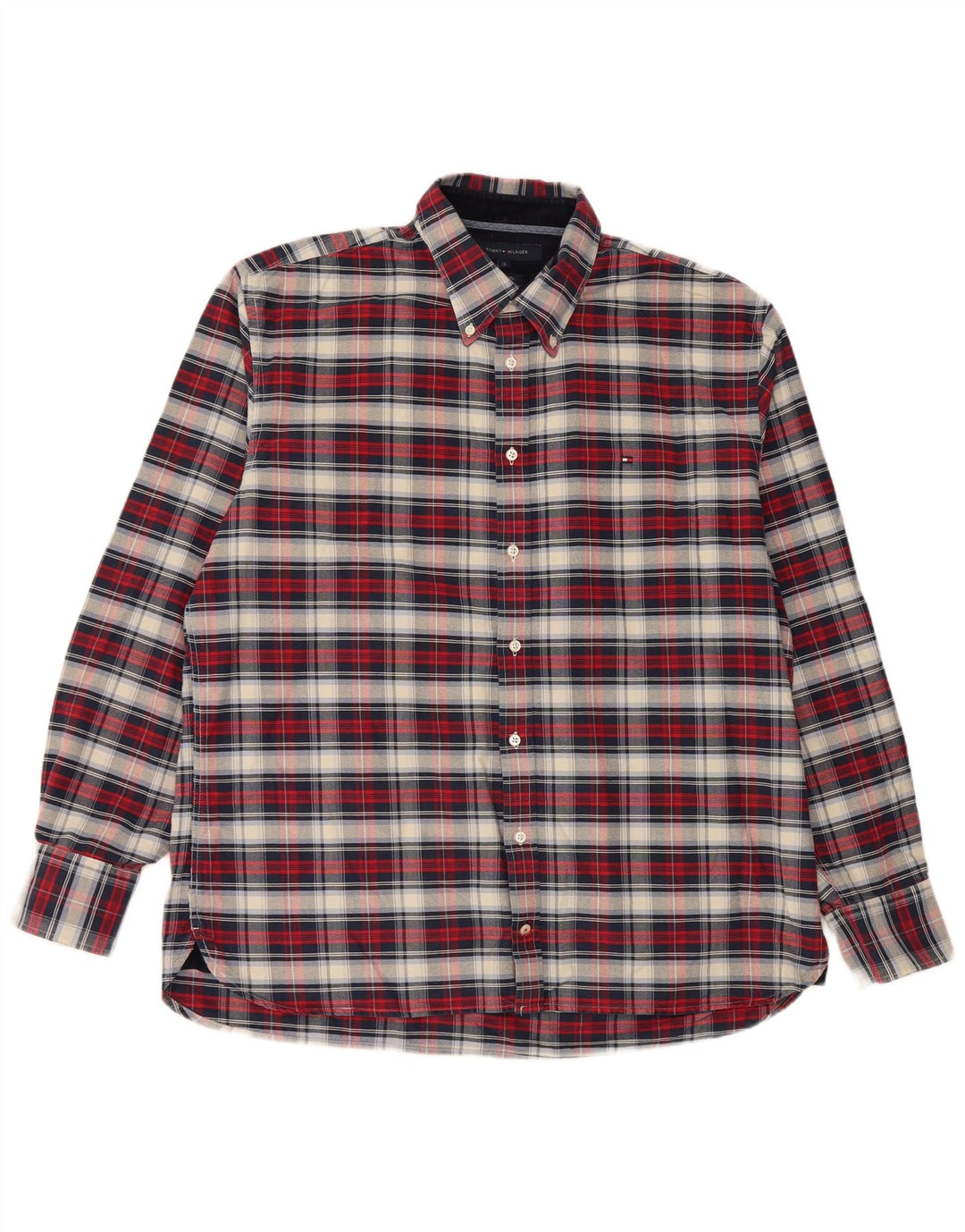 Camicia da uomo su misura Tommy Hilfiger XL in cotone a quadri multicolore