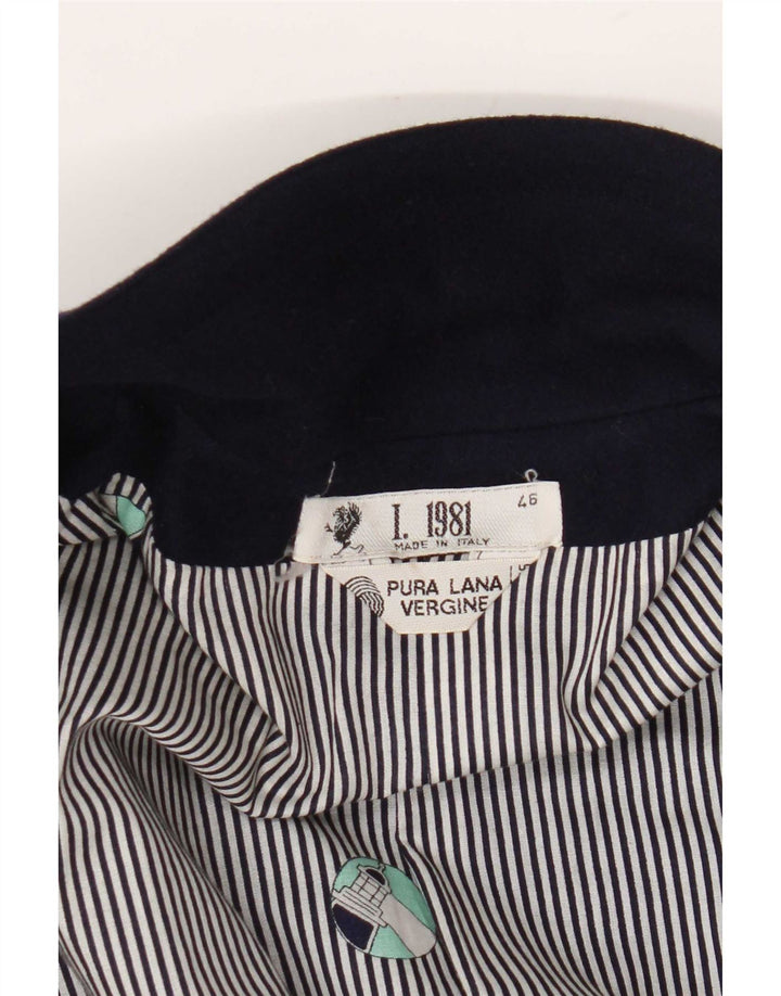 Giacca blazer doppiopetto vintage da donna IT 46 grande blu navy