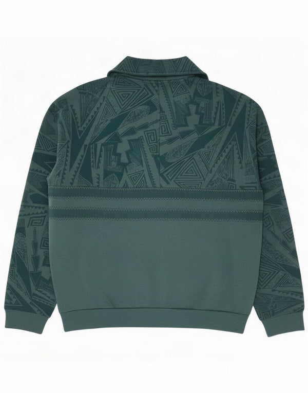 Lotto Felpa da uomo con bottoni e collo Maglione XL Verde geometrico