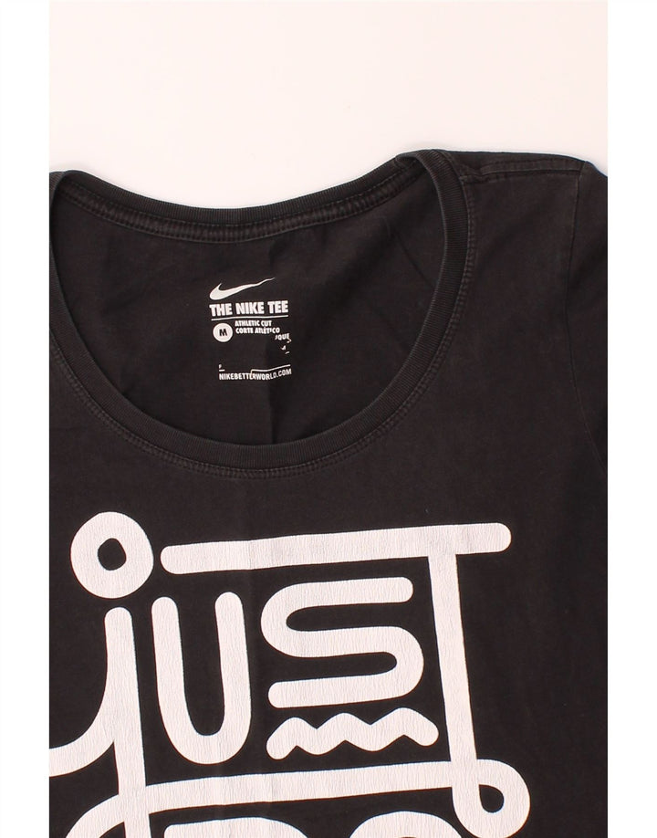 NIKE Womens Athletic Cut Graphic T-Shirt Top UK 12 Medium Black Vintage Nike and Second-Hand Nike from Messina Hembry 