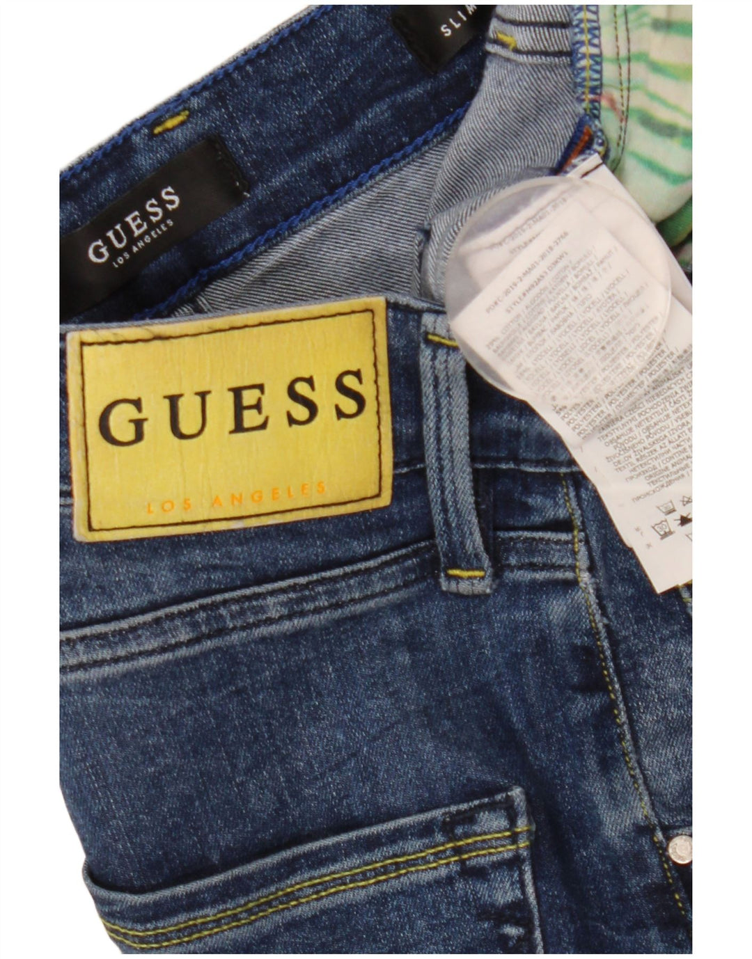 Jeans slim invecchiati da uomo Guess W32 L33 viscosa blu
