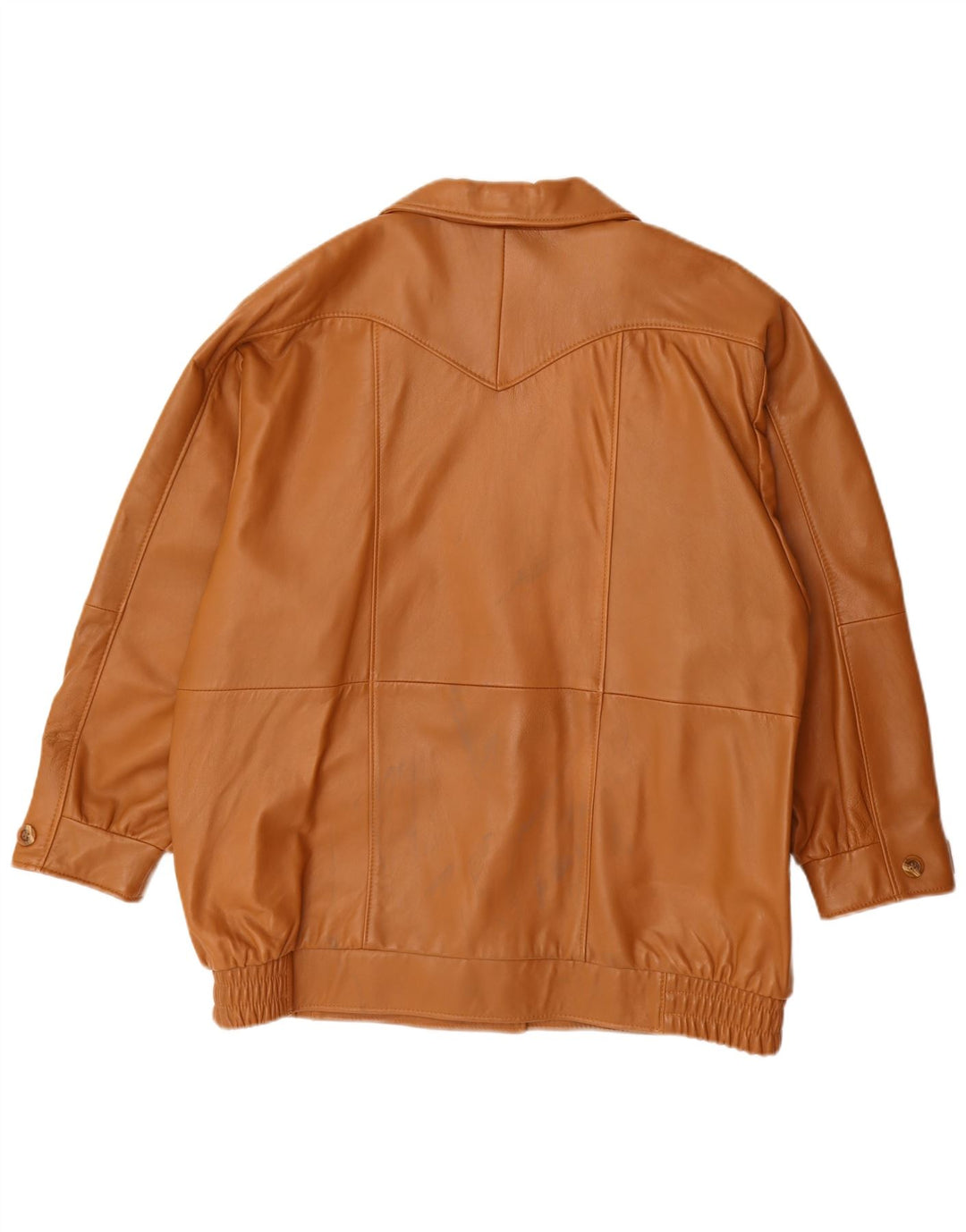 Giacca in pelle oversize da donna vintage EU 44 XL in pelle marrone