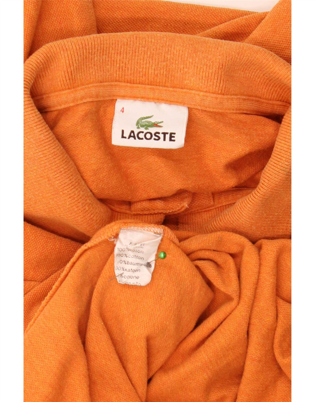 Polo da uomo a maniche lunghe Lacoste taglia 4 in cotone arancione medio