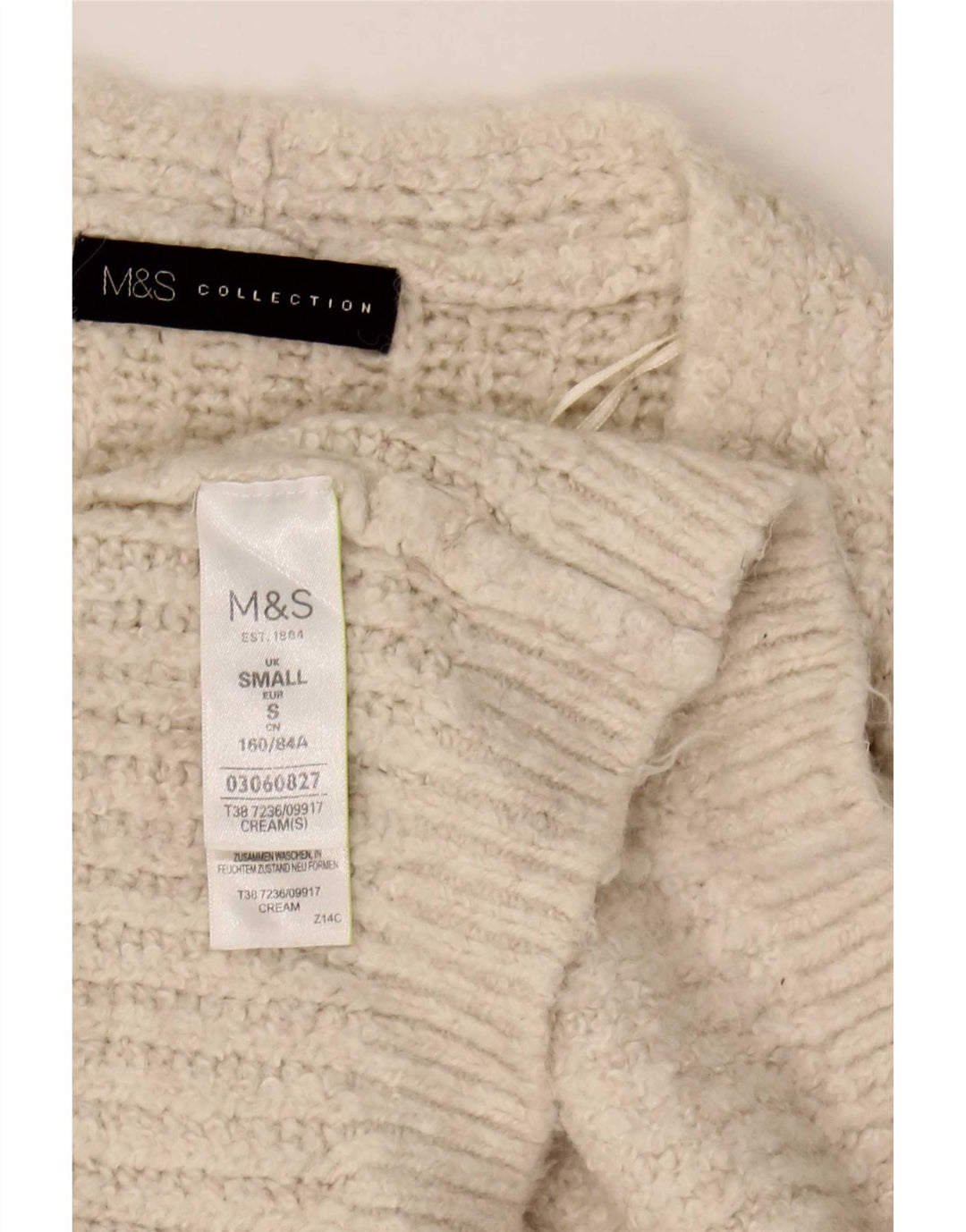 Maglione cardigan aperto lungo da donna Marks & Spencer UK 10 piccolo Beige