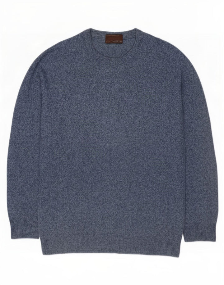 Maglione maglione girocollo da uomo Marks & Spencer piccolo lana d'agnello screziata blu