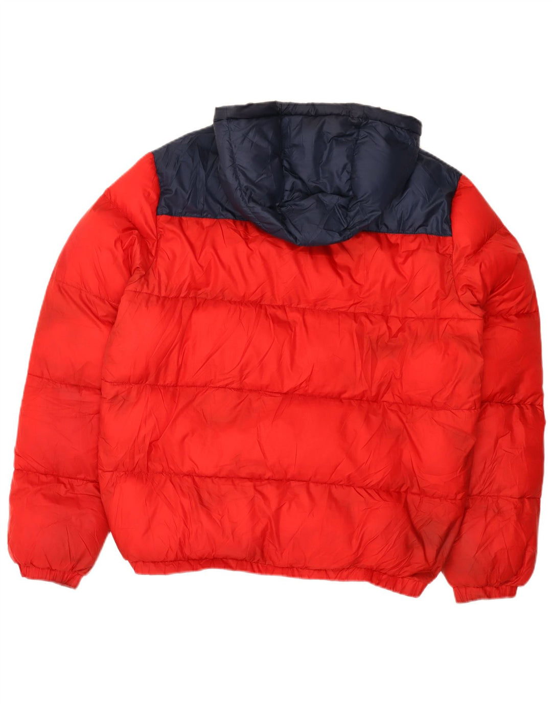TOMMY HILFIGER Giacca imbottita con cappuccio da uomo UK 40 Large Rosso Colorblock