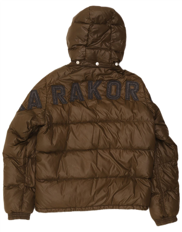 Moncler Giacca imbottita con cappuccio grafica da uomo taglia 5 2XL poliammide kaki
