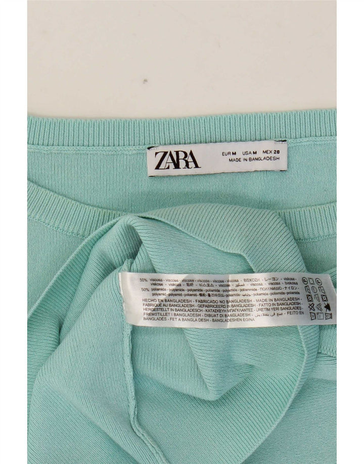 T-shirt corta da donna Zara Top UK 12 viscosa turchese medio