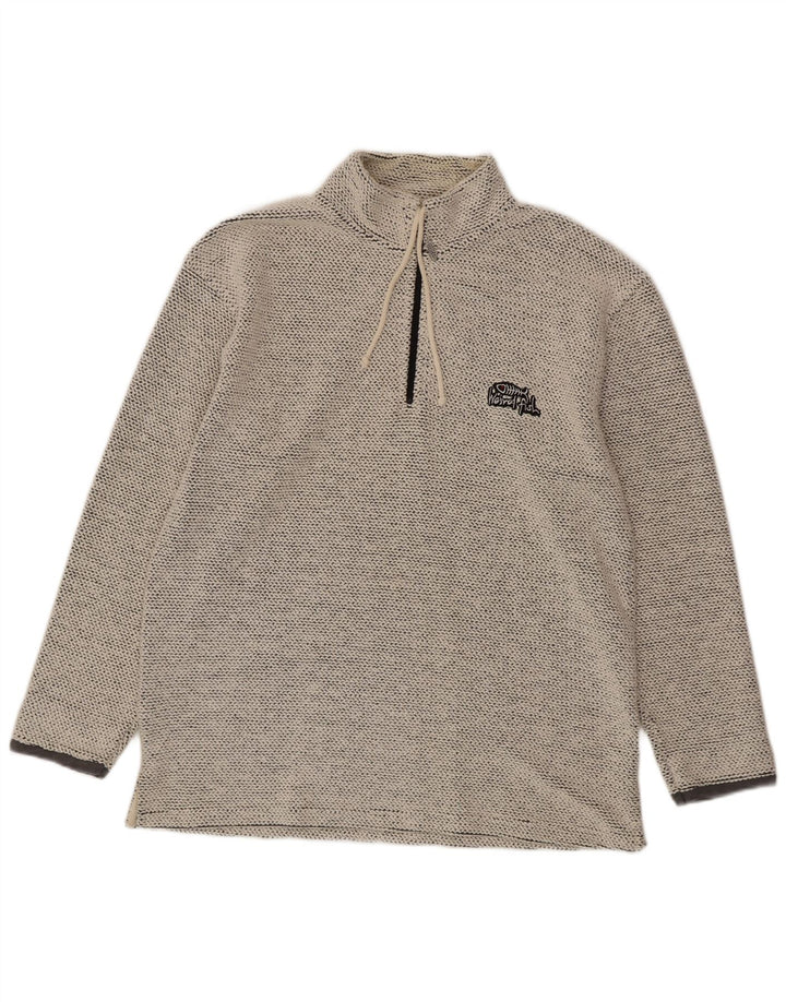 WEIRD FISH Felpa da uomo con collo con zip, maglione grande, cotone grigio