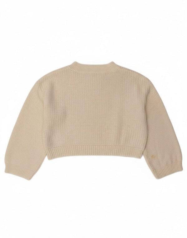 Maglione girocollo corto vestibilità ampia da donna Zara UK 16 grande bianco sporco