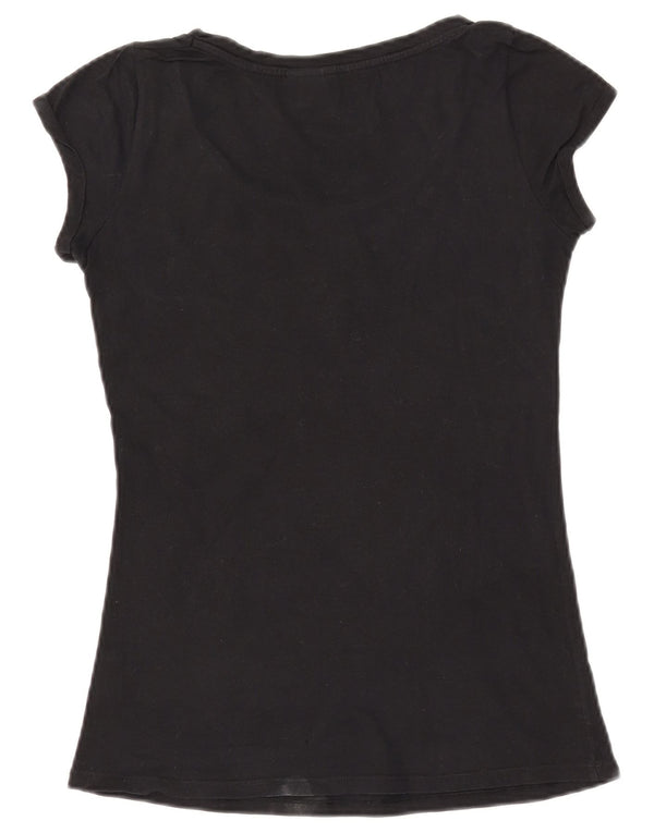 T-shirt grafica da donna BENETTON Peanuts UK 6 XS cotone nero