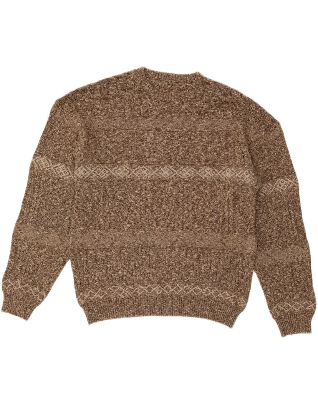 Maglione maglione girocollo da uomo VINTAGE IT 56 2XL a righe marroni