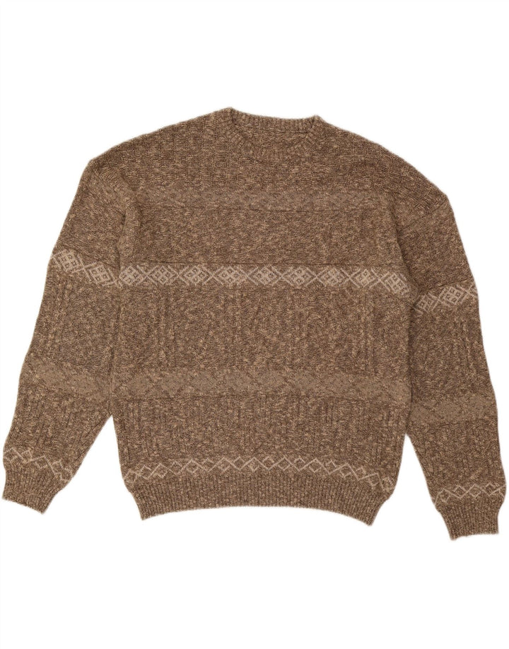 Maglione maglione girocollo da uomo VINTAGE IT 56 2XL a righe marroni