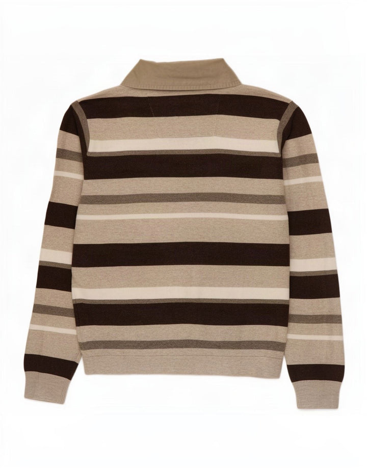 Maglione da uomo Marks & Spencer blu Harbour con collo a polo marrone medio
