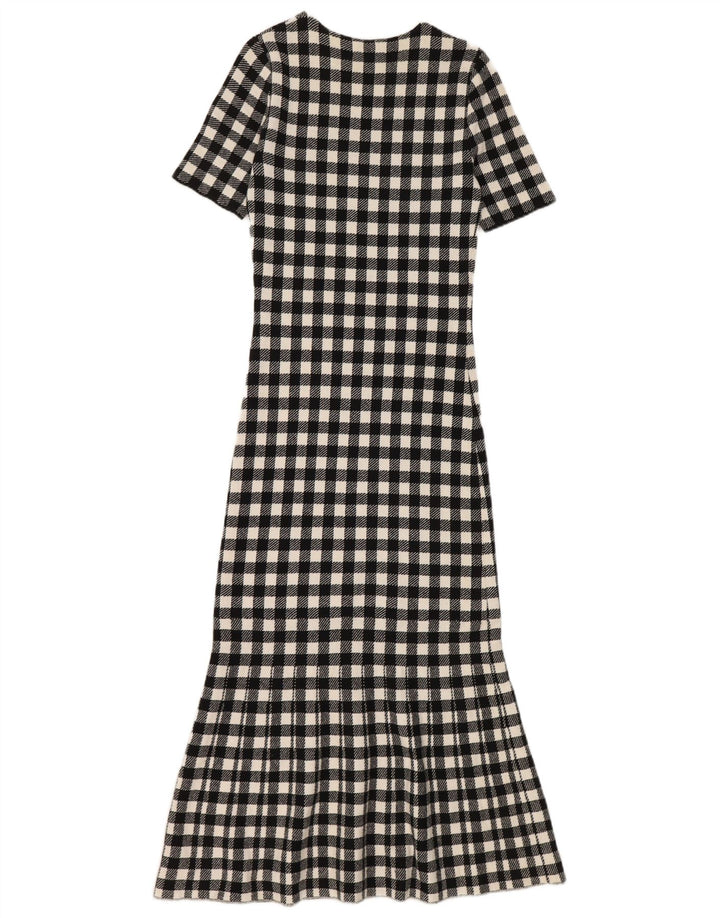 MASSIMO DUTTI Abito lungo da donna UK 4 XS Cotone a quadri nero
