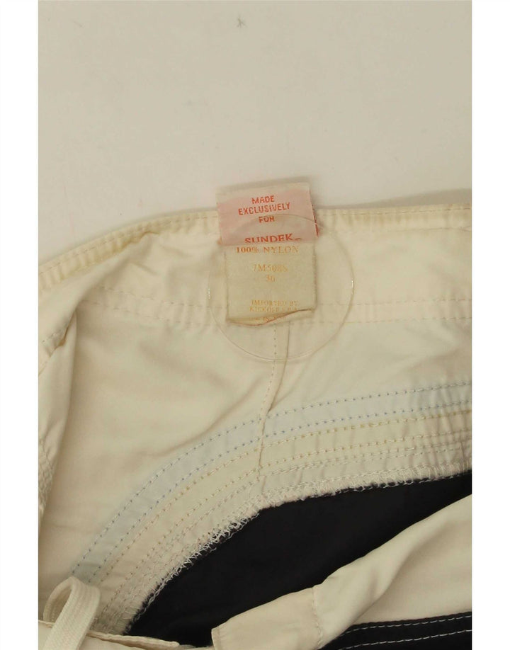 Pantaloncini da bagno da uomo Sundek grandi in nylon color block bianco
