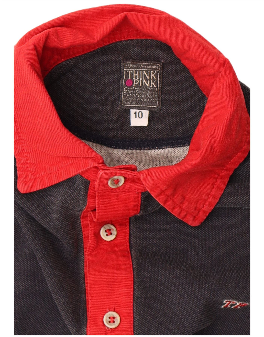 Polo Think Pink da ragazzo 9-10 anni in cotone color block grigio