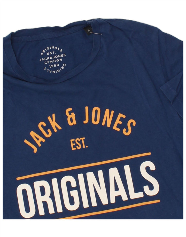JACK & JONES Mens Graphic T-Shirt Top Medium Blue Cotton Vintage Jack & Jones and Second-Hand Jack & Jones from Messina Hembry 