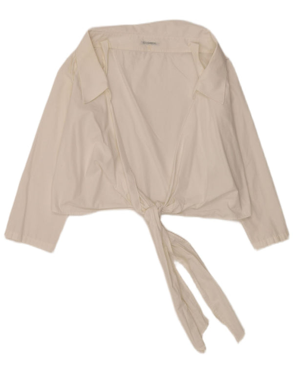 Naracamicie Camicetta a camicia corta da donna UK 14 Cotone bianco medio