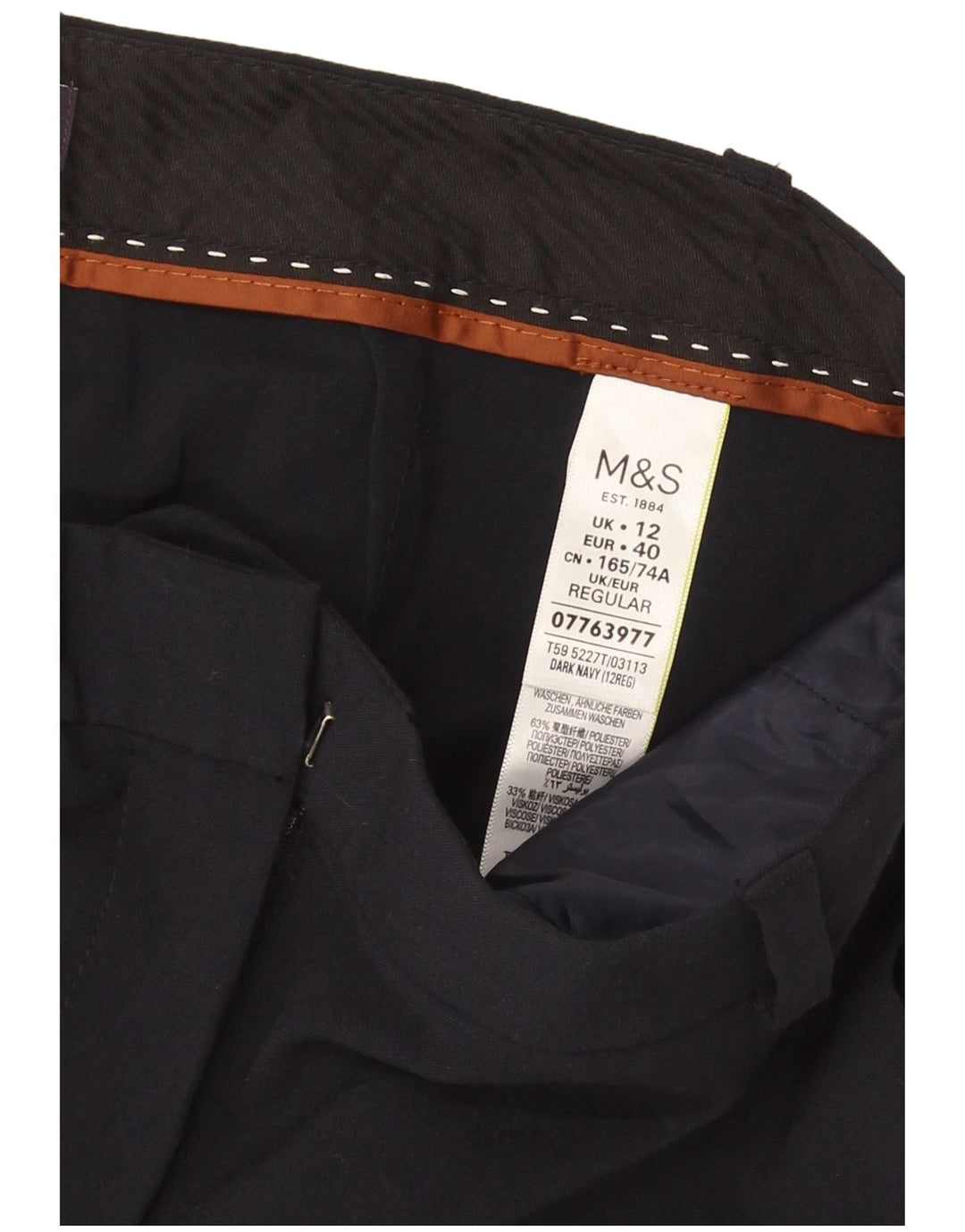 Pantaloni chino da donna Marks & Spencer UK 12 medi W32 L29 Blu navy