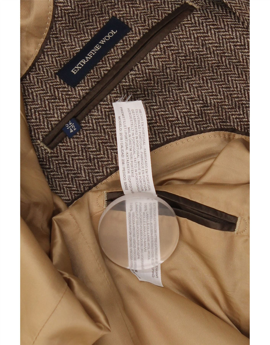 Giacca blazer da uomo a 2 bottoni Massimo Dutti EU 52 grande spina di pesce marrone
