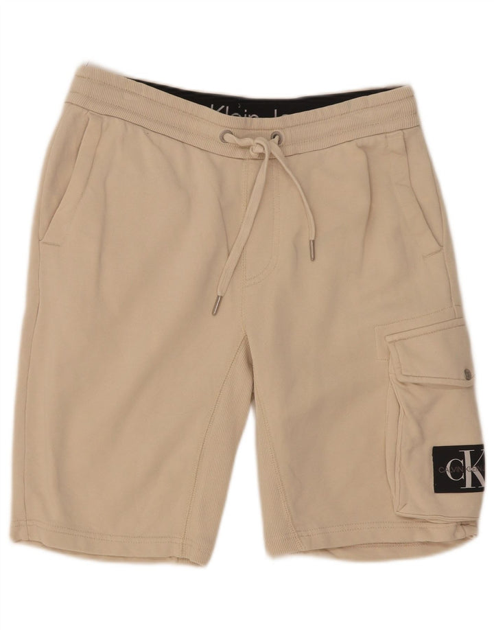 Pantaloncini sportivi cargo da uomo Calvin Klein piccoli in cotone bianco sporco