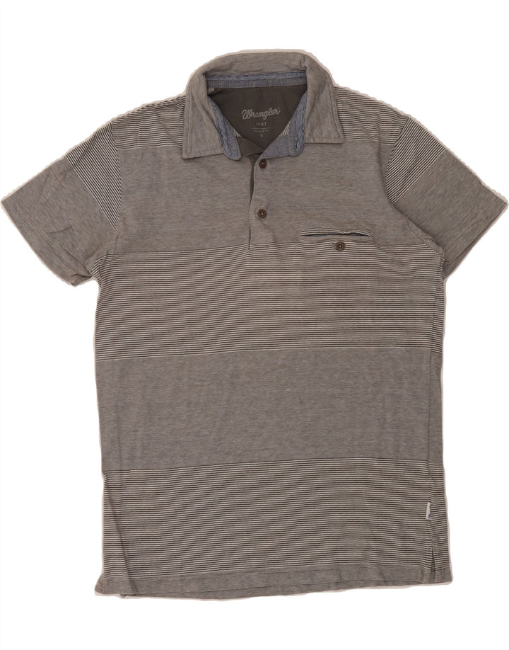 WRANGLER Mens Regular Fit Polo Shirt Small Grey Pinstripe Cotton Vintage Wrangler and Second-Hand Wrangler from Messina Hembry 