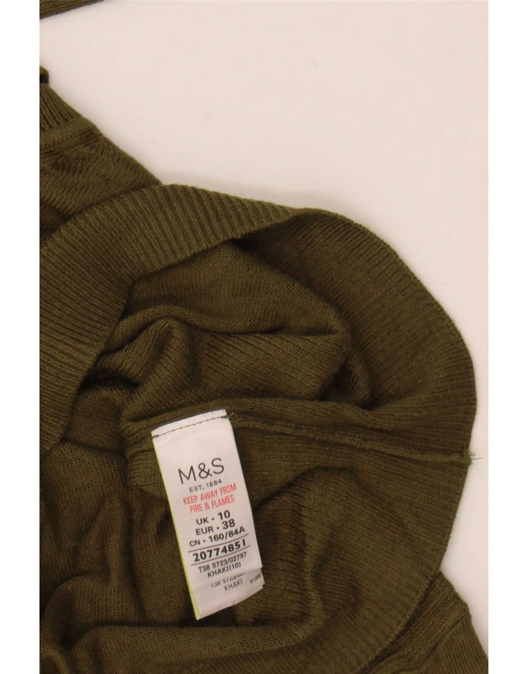 Maglione maglione girocollo oversize da donna Marks & Spencer UK 10 piccolo kaki