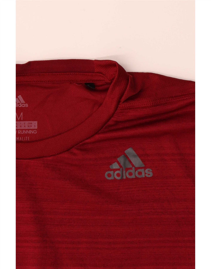 T-shirt Adidas Climalite da uomo Top in poliestere a righe rosse medie