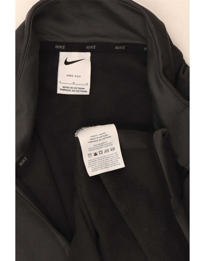 Nike Uomo Dri Fit Zip Collo Pullover Tuta Top Large Grigio Poliestere