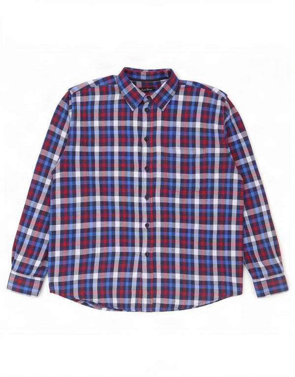 Camicia in flanella da uomo James Pringle, grande, in poliestere a quadri blu navy