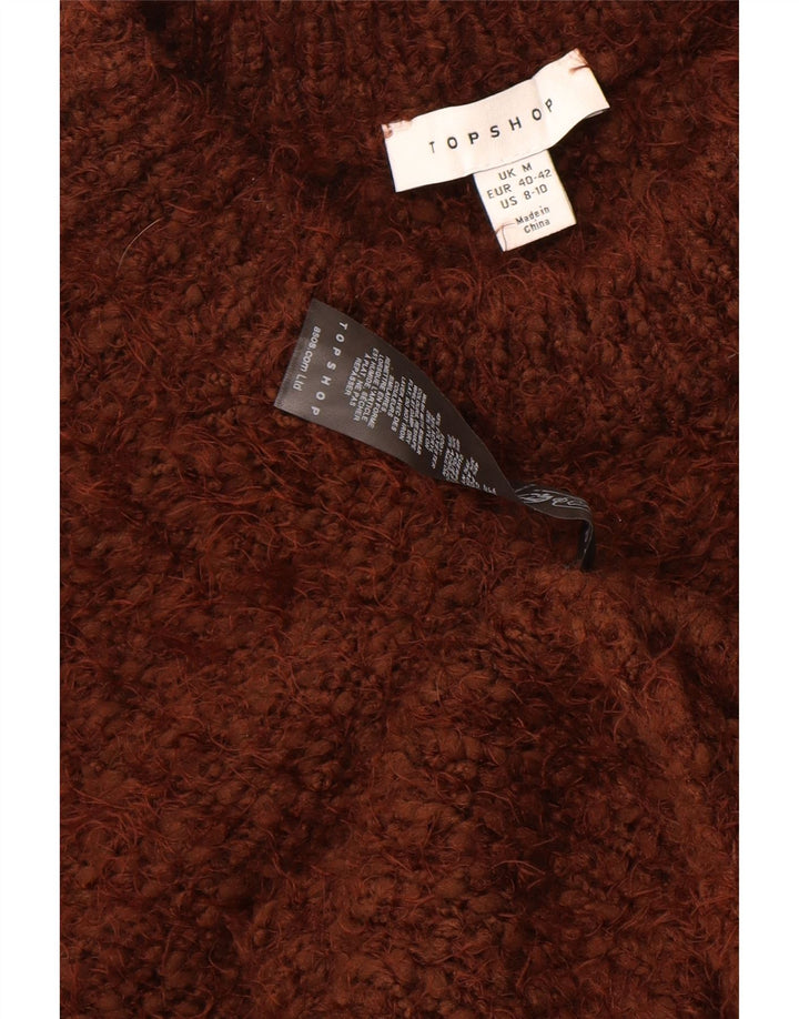 TOPSHOP Womens Longline Crew Neck Jumper Sweater UK 14 Medium Brown Vintage Topshop and Second-Hand Topshop from Messina Hembry 
