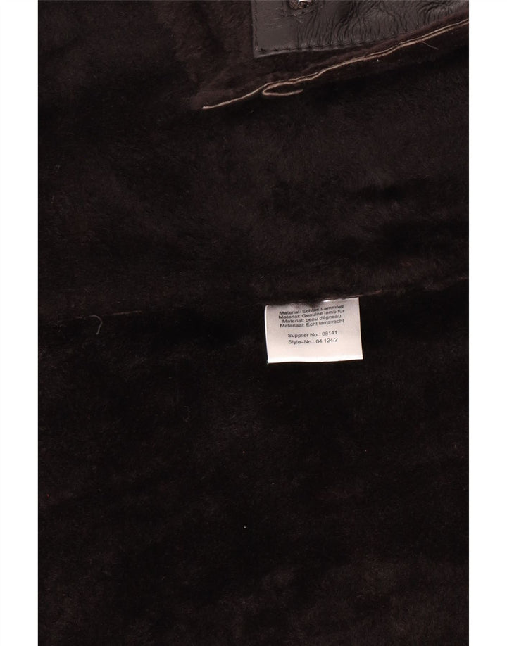 Giacca in shearling vintage da uomo UK 46 3XL in pelle nera