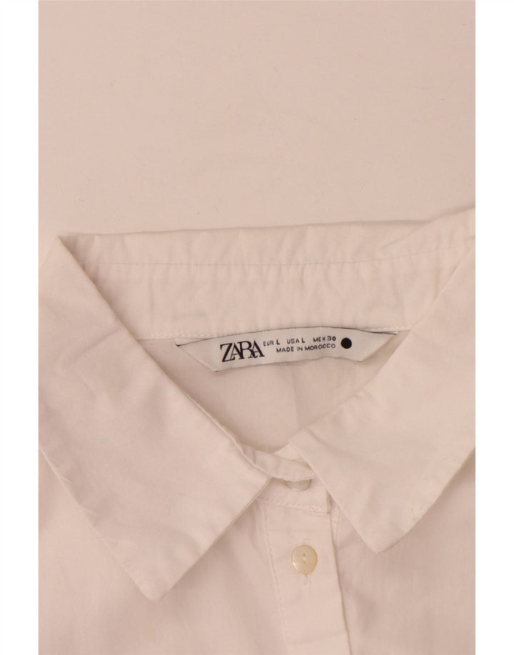 Abito a trapezio con maniche a 3/4 da donna Zara UK 14 grande poliestere bianco
