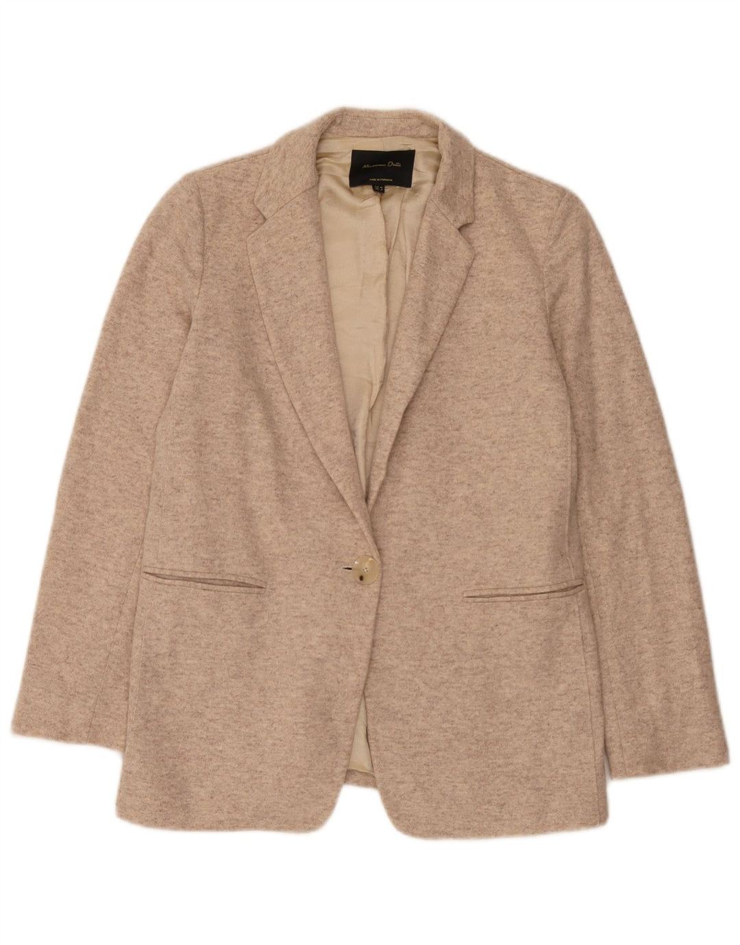 Giacca blazer da donna a 1 bottone lavorata a maglia di Massimo Dutti EU 38 piccola beige screziata
