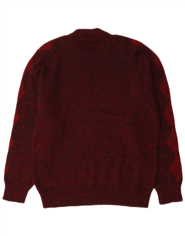 Maglione girocollo da uomo S.Moritz piccolo in lana a rombi/diamante bordeaux