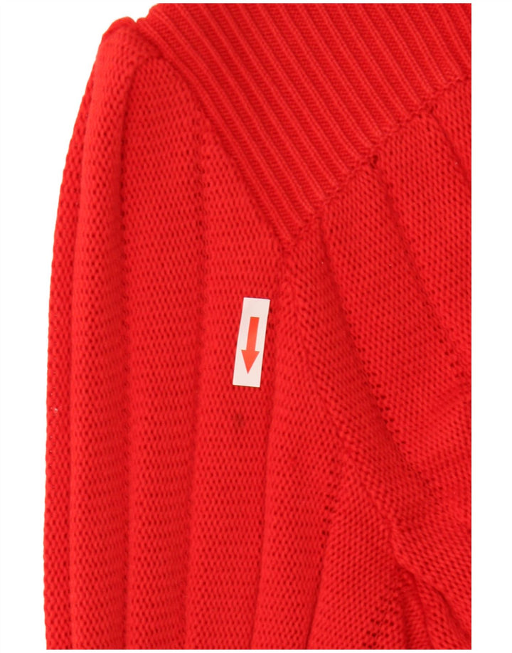 Maglione cardigan da donna vintage IT 46 grande cotone rosso