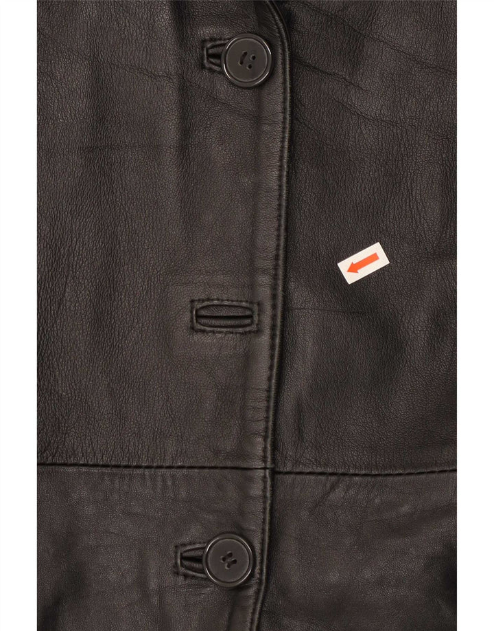 Cappotto in pelle vintage da donna IT 46 grande nero