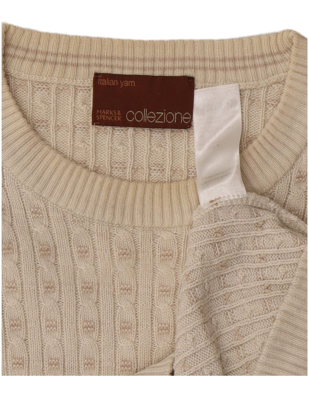 Maglione maglione girocollo da uomo Marks & Spencer medio acrilico bianco sporco