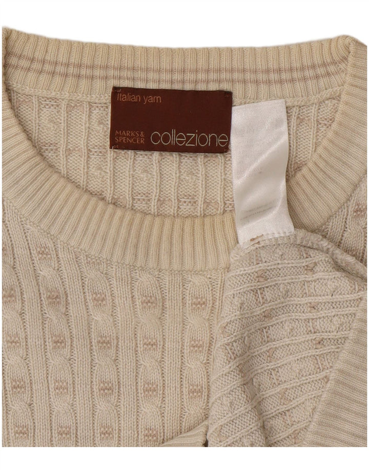Maglione maglione girocollo da uomo Marks & Spencer medio acrilico bianco sporco
