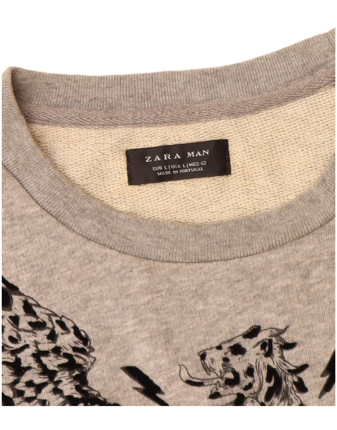 Felpa grafica da uomo Zara Maglione grande grigio