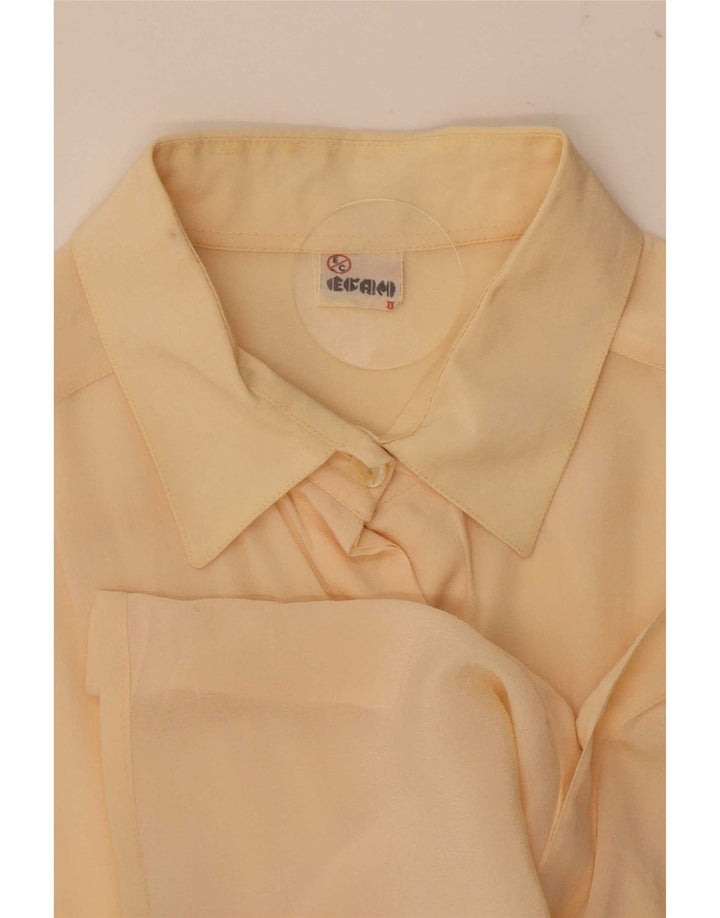 Camicetta camicia vintage da donna UK 16 grande beige